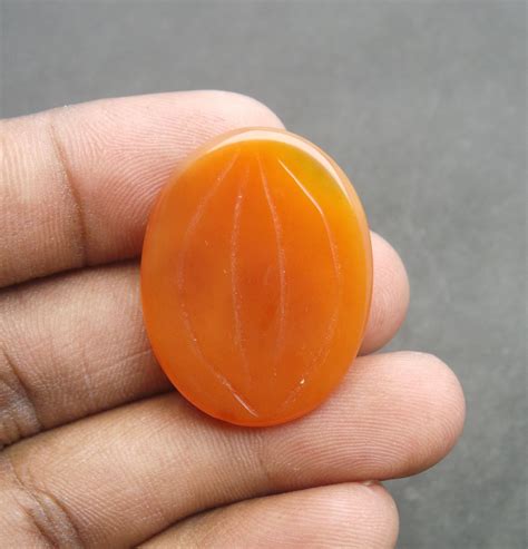Orange Onyx Oval Gemstone Orange Onyx Gemstone Natural Orange Etsy