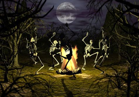 skeletons dancing around fire halloween skeletons halloween haunt halloween art