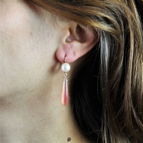 Pearls Diamonds Drops Of Garnets Earrings