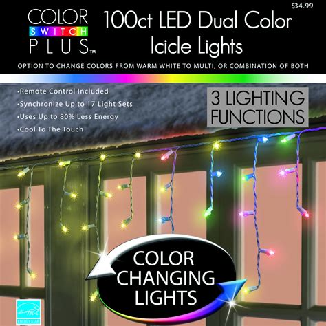 Color Switch Plus Dual Color Changing Led Icicle Christmas Lights With