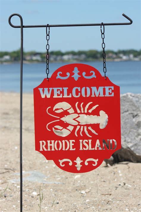 Welcome Rhode Island Lobster Metal Sign Lobster Garden Flag Etsy