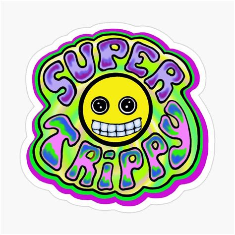 Trippy Super Trippy Psychedelic Smiley Face Design Sticker By