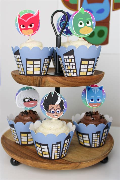 Pj Masks Cupcake Decor Pj Masks Cupcakes Pj Masks Birthday Etsy