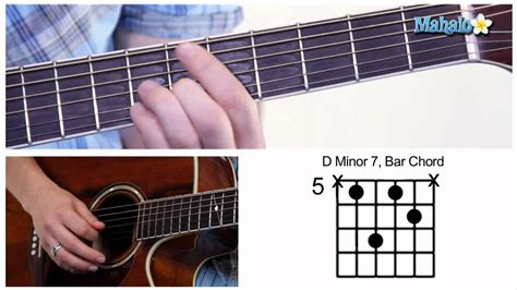 Am guitar chord, for beginners. How to Play a D Minor 7 (Dm7) Bar Chord on Guitar (5th ...