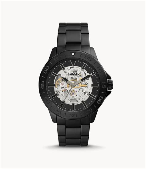 Fossil Bannon Automatic Black Stainless Steel Watch Bq2679