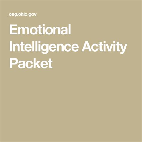 Emotional Intelligence Activity Packet Social Emotional Learning