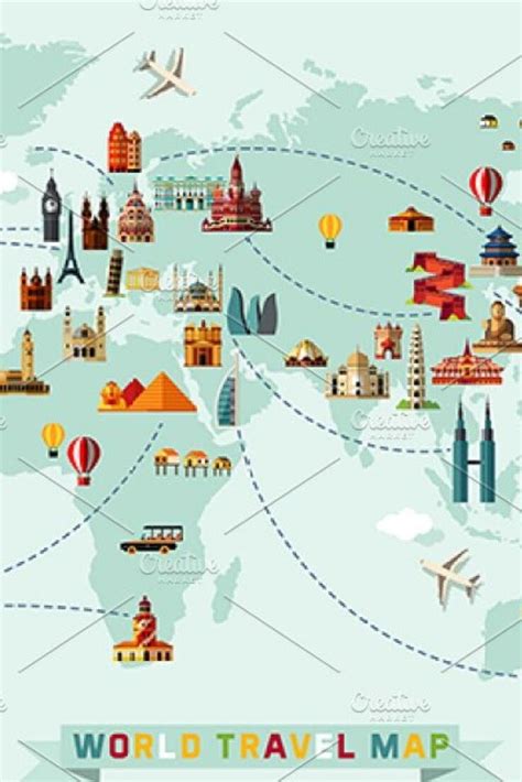 Map Of The World And Travel Icons 旅行マップ トラベルポスター イラストマップ