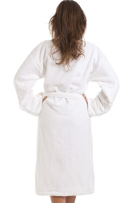 Womens White Towelling Bath Robe