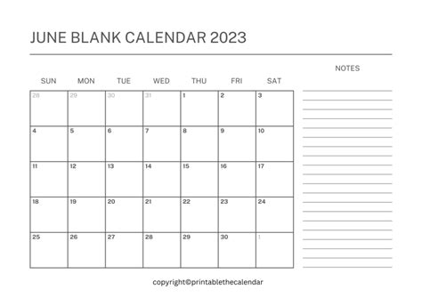 Blank Calendar 2023 June Printable The Calendar