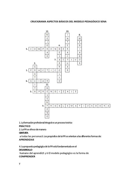 Crucigrama Aspectos Básicos Del Modelo Cristina Lopez Pdf