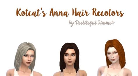 Kotcats Anna Hair Recolors By Deelitefulsimmer At Simsworkshop Sims