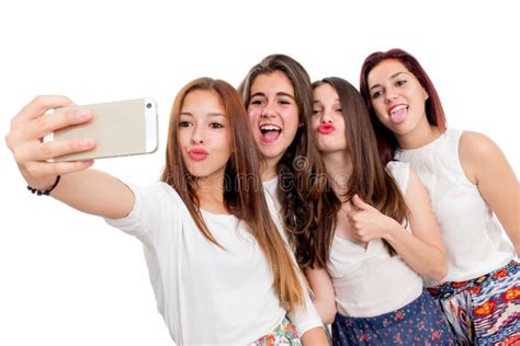 Group Of Girlfriends Taking Selfie Stock Image Image Of Photographer Faces 42368443