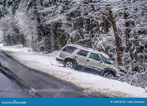 Dangerous Slippery And Icy Road Conditions Stock Image Image Of