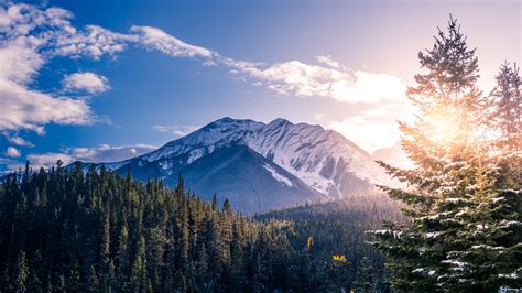 Wallpaper Banff National Park Canada Mountains Forest Trees Sunset