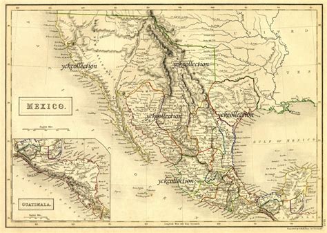 Mapa De México Antiguo 1840 Ultra Alta Resolución 8 X Etsy