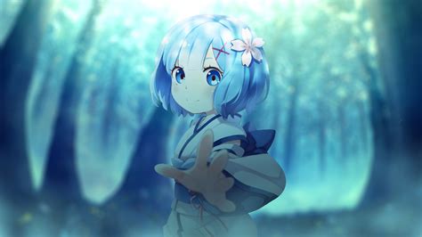 Wallpaper Rem Anime Girl Blue Eyes Rezero Anime