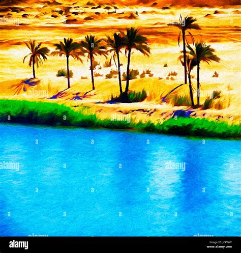 Oasis In Desert Photo Art Painting Stock Photo Alamy