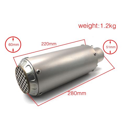 Durable Motorcycle Exhaust System Muffler Pipe 51mm Stainless Steel For