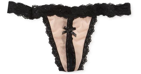 Hanky Panky After Midnight Nude Illusion Open Panel G String In Brown