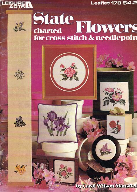 Vintage 1980 State Flowers Cross Stitch Pattern Or Needlepoint Pattern