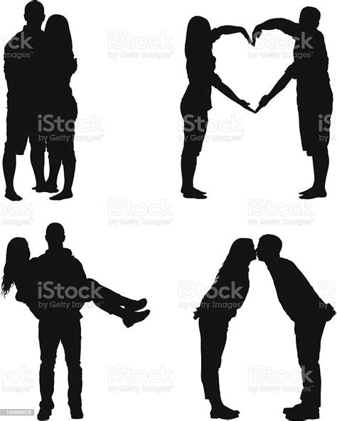 Silhouette Of A Romantic Couple Stock Vector Art 165966076 Istock