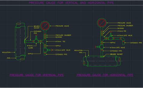 Pressure Gauge Cad Block And Typical Drawing