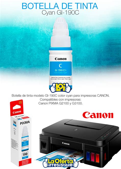 Controlador para instalar impresora y scanner gratis windows 10 these cookies will be stored in your browser only with your consent. Botella de Tinta Cyan GI-190C Canon Pixma G2100/3100/3110 ...