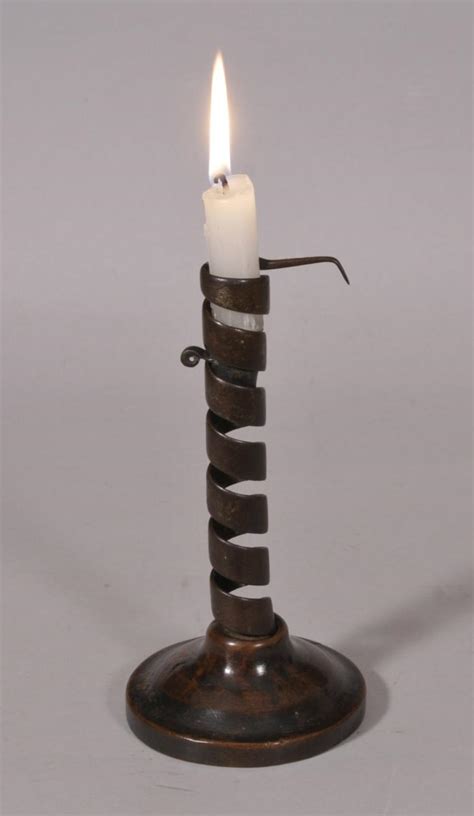 S4757 Antique Treen 18th Century Spiral Candlestick Bada