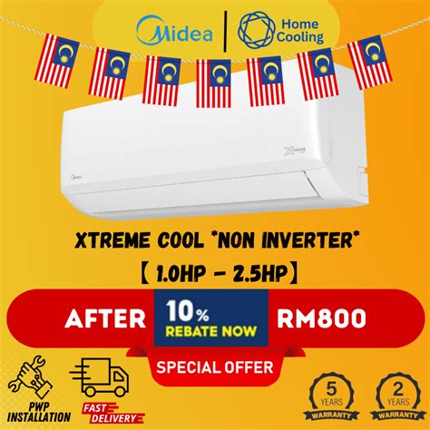 MIDEA NON INVERTER WALL 1HP 1 5HP 2HP 2 5HP AIRCOND R32 XTREME COOL