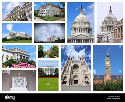 Washington Dc Estados Unidos Collage De Fotos De Monumentos Y