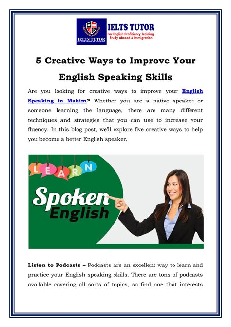 5 Creative Ways To Improve Your English Speaking Skills By Ieltstutor