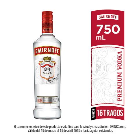 Vodka Smirnoff Rojo 750ml Drinkit