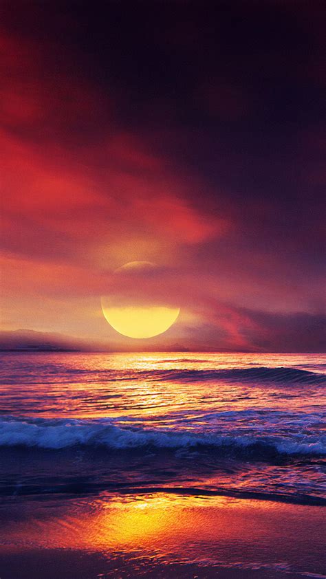 1080x1920 Ocean Sunset Illustration Iphone 76s6 Plus Pixel Xl One
