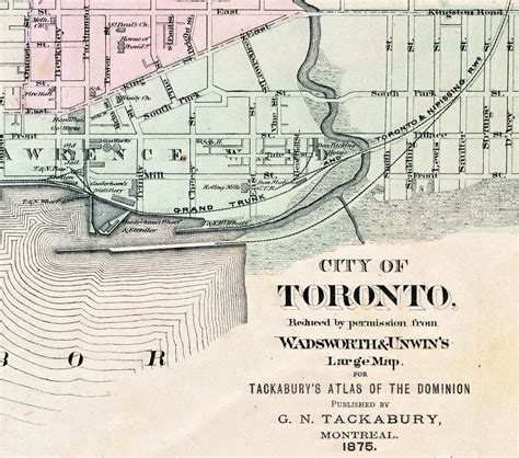 1875 Rare Antique Map Of Toronto Ontario Double Page Hand Coloured