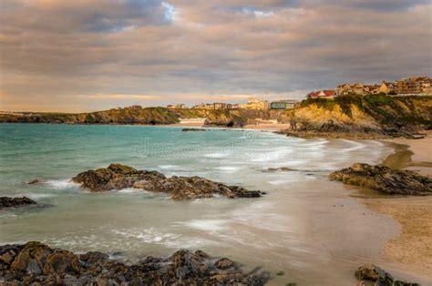 Rocky Beach At Sunset In Cornwall England Stock Image Image Of