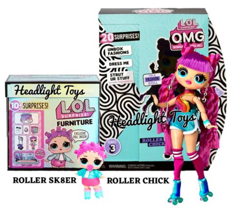 Set Of 2 Lol Surprise Series 3 Roller Chick Omg Fashion Doll And Sk8er