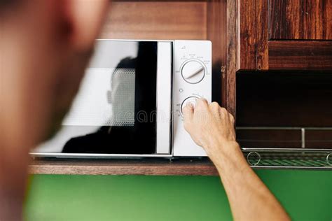 Man Heating Food In Microwave Stock Image Image Of House Microwave
