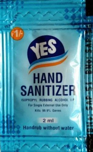 Hand Sanitizers Sachet Yes Hand Sanitizer Sachet 2 Ml Exporter From Delhi