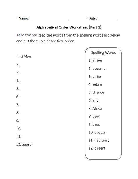 Alphabetical Order Worksheet Part 1 Beginner Alphabet Worksheets