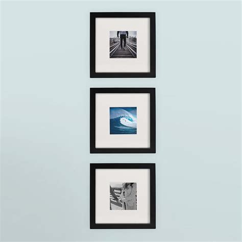 3 Pack Black 8x8 Photo Frame 4x4 Matted Tiny Mighty Frames