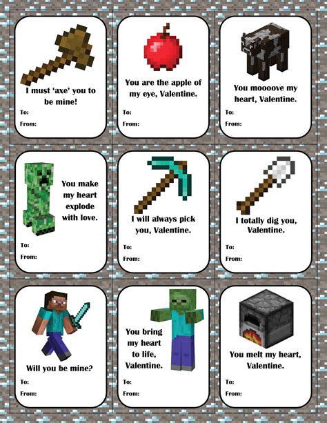 Minecraft Free Printable Valentine Cards

