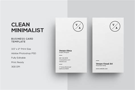 Clean Minimalist Business Card Business Card Templates Creative Market