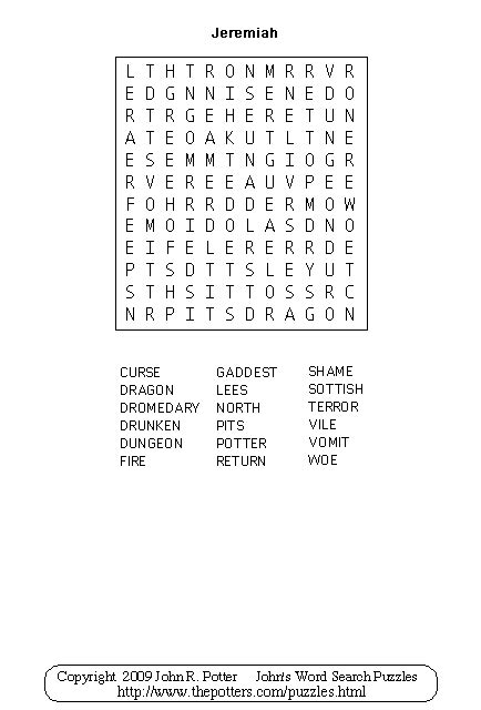 #8 is one of our favorites! John's Word Search Puzzles: Kids: Jeremiah