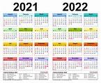 2021-2022 Two Year Calendar - Free Printable PDF Templates