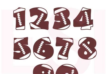 Football Numbers Clip Art Cutting Files Svg Eps Dxf Png  Digital