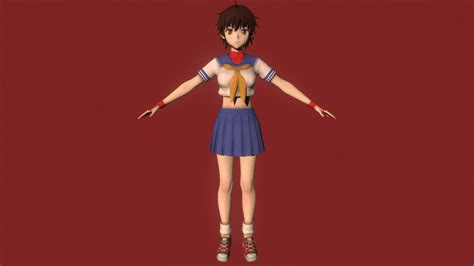 t pose rigged model of sakura kasugano buy royalty free 3d model by 3d anime girls collection