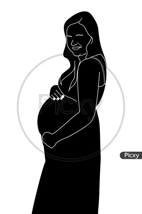 Image Of Illustration Of Pregnant Mother Showing Baby Bump Silhouette