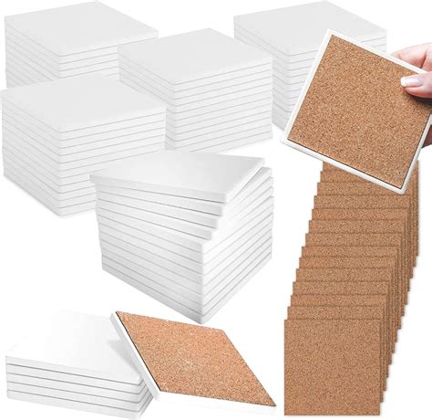 Pixiss Square Ceramic Coastertiles With Cork Backing 100pc Pixiss