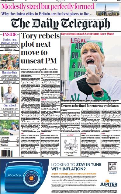 The Daily Telegraph Uk Front Page For 25 June 2022 Paperboy Online