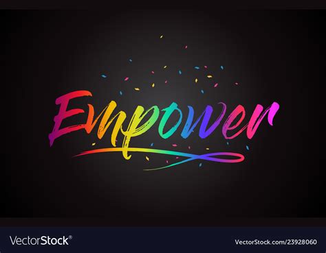 Empower Word Text With Handwritten Rainbow Vector Image